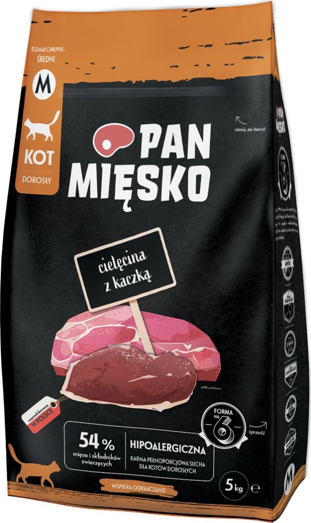 Pan Mięsko Karma sucha dla kota Cielęcina z kaczką M 5kg 1