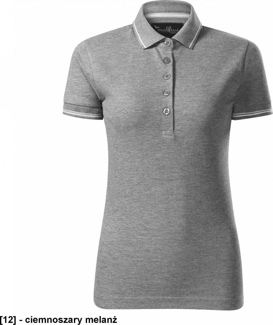 MALFINI Perfection plain 253 - ADLER - Koszulka polo damska, 200 g/m, - ciemnoszary melanż S 1