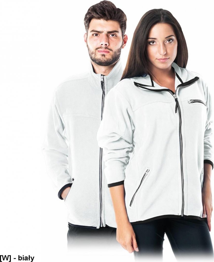 R.E.I.S. POLAR-HONEY - bluza, miły w dotyku krótko strzyżony polar, 100% poliester 290 g/m2, suwak, 3 zasuwane kieszenie - biały M 1