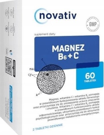 Medicinae Novativ Magnez B6 + C, 60 tabletek - Długi termin ważności! 1