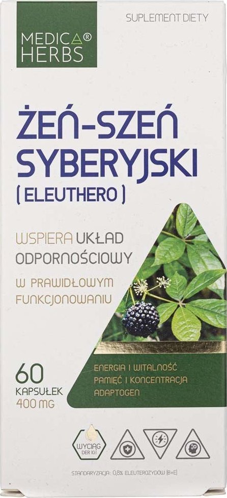 Medica Herbs Medica Herbs Eleuthero (Żeń-szeń syberyjski) 400 mg - 60 kapsułek 1