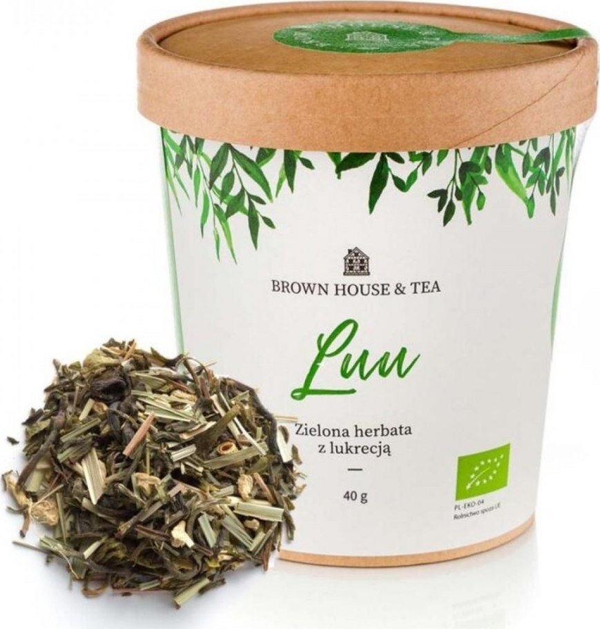 Brown House & Tea Luu - organiczna zielona herbata z trawą cytrynową i dodatkami, 40 g 1
