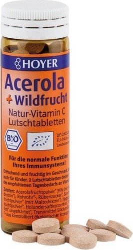 HOYER TABLETKI DO SSANIA Z ACEROLĄ BIO (NATURALNA WITAMINA C) 30 g (60 sztuk) - HOYER 1