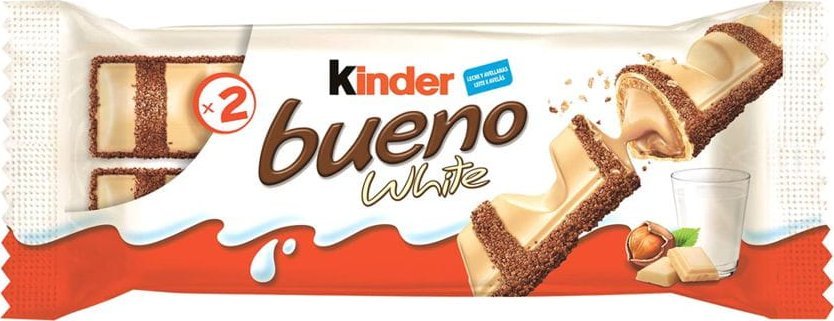 KINDER Bueno White Wafel W Białej Czekoladzie Z Mleczno-Orzechowym Nadzieniem  39g 1