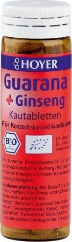 HOYER TABLETKI DO ŻUCIA GUARANA + ŻEŃ-SZEŃ BIO 30 g (60 sztuk) - HOYER 1