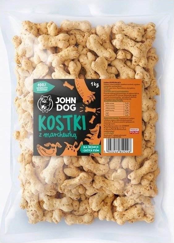 John Dog John Dog Ciastka kostki marchewka 1kg śr/d pies 1
