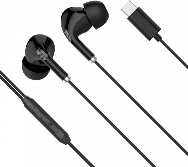 Słuchawki Kruger&Matz Słuchawki dokanałowe z mikrofonem na USB-C Kruger&Matz C1 czarne 1