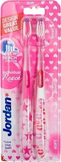 Jordan Szczoteczka do zębów DUO Individual Reach Soft - mix kolorów  1 op-2szt 1