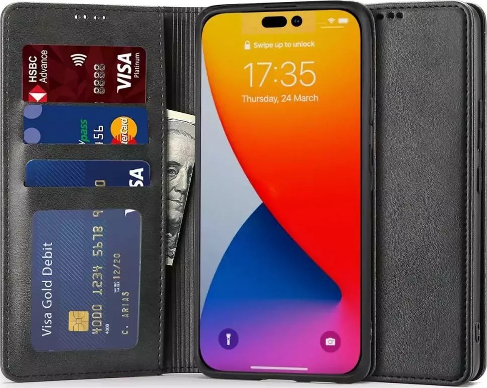 4kom.pl Etui Wallet portfel Magnet do Apple iPhone 14 Pro Max Black 1