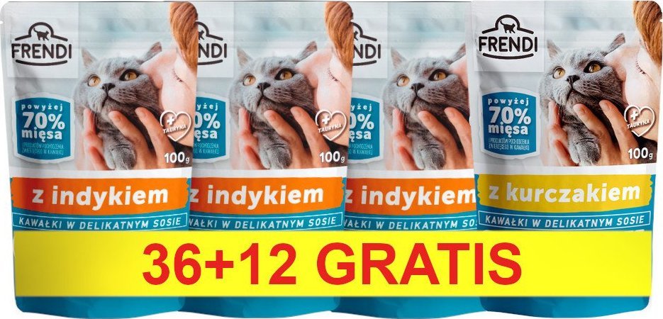 Frendi Frendi kawałki w delikatnym sosie z indykiem/ z kurczakiem 48x100g 1