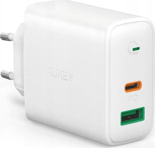 Ładowarka Aukey 1x USB-A 1x USB-C 3 A (PA-D1 White) 1