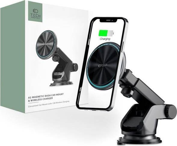 Tech-Protect TECH-PROTECT A2 MAGNETIC MAGSAFE DASH CAR MOUNT WIRELESS CHARGER 15W BLACK 1