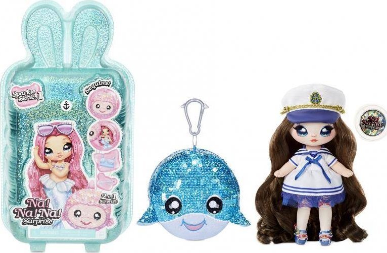 MGA Na! Na! Na! Surprise Sparkle - Lalka Sailor Blu i Wieloryb w balonie z konfetti Seria Cekinowa Pom 1