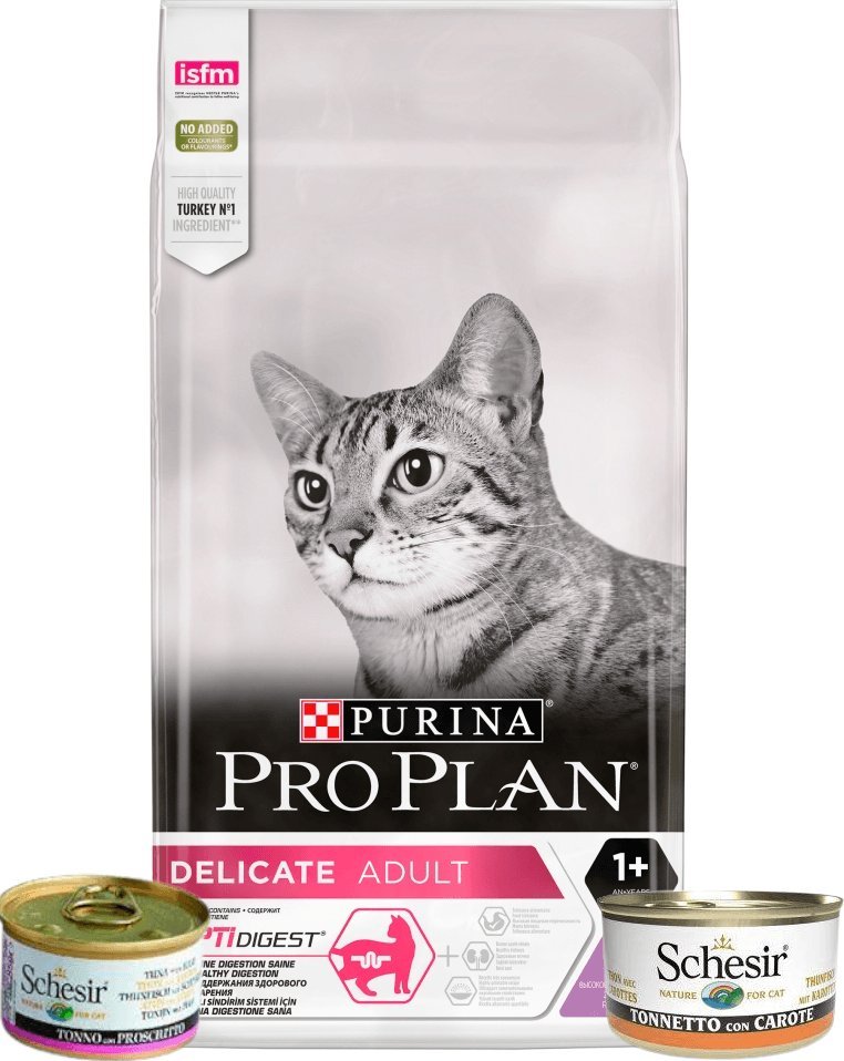 Purina Pro Plan PURINA Pro Plan Delicate Turkey&Rice 10kg +Karma mokra Schesir 2x 85g GRATIS 1