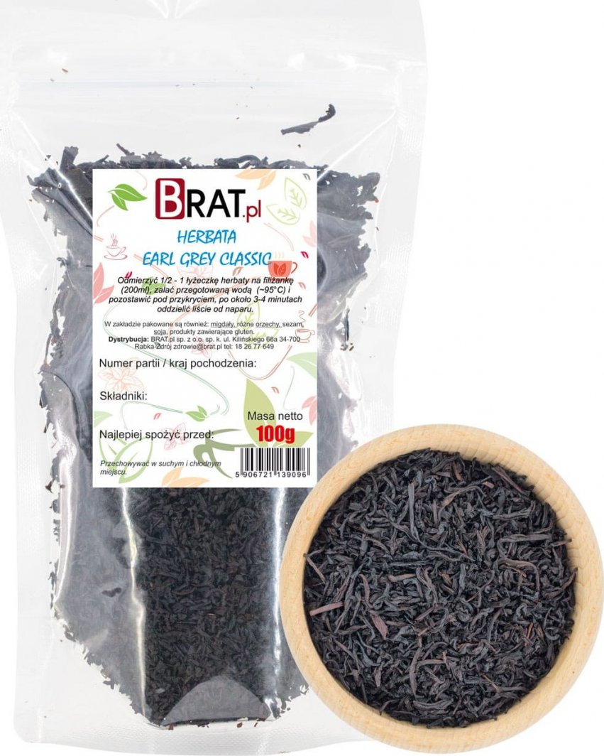 Brat PYSZNA Herbata Earl Grey Classic 100g NATURALNA Z OLEJKIEM BERGAMOTOWYM 1