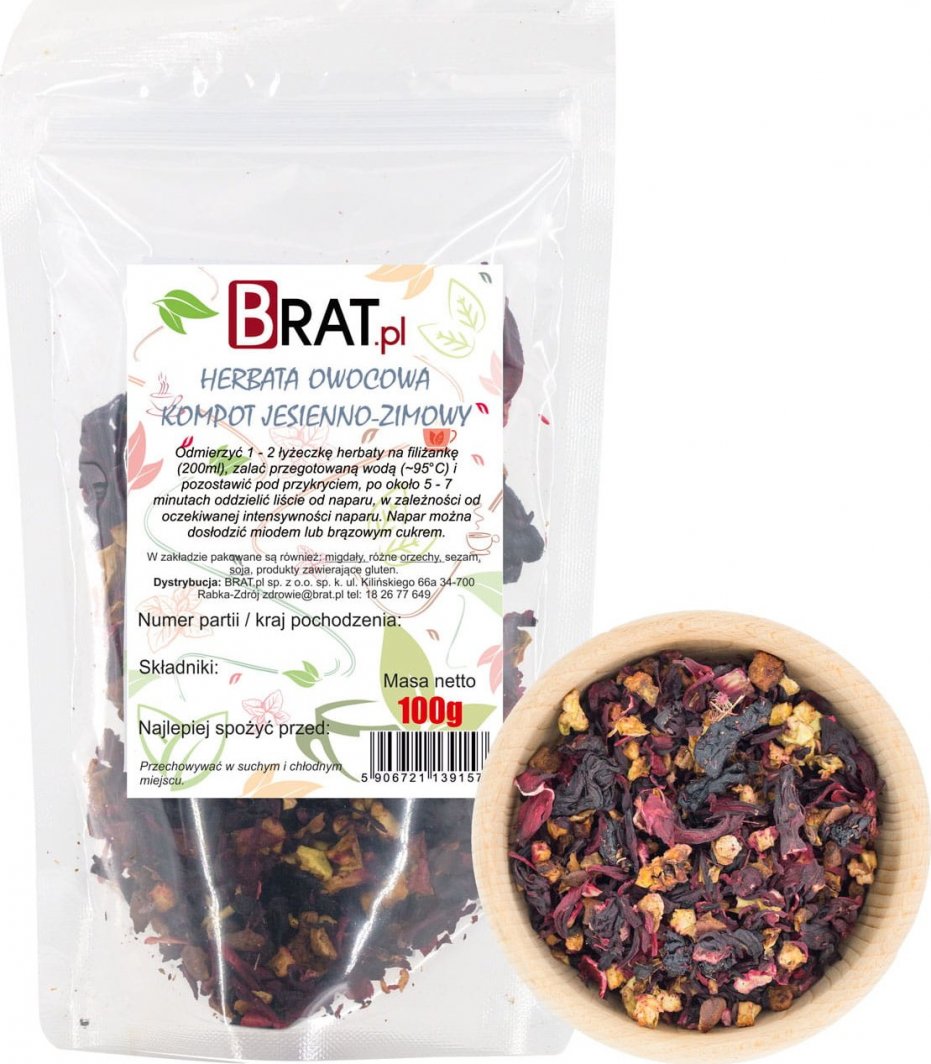 Brat Herbata OWOCOWA- Kompot jesienno-zimowy 100g WZMACNIA UKŁAD ODPOROŚCIOWY 1
