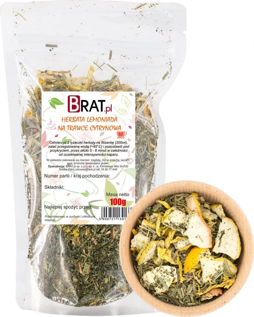 Brat PYSZNA Herbata - Lemoniada na Trawce Cytrynowa 100g NA ZIMNO, JAK I NA CIEPŁO 1
