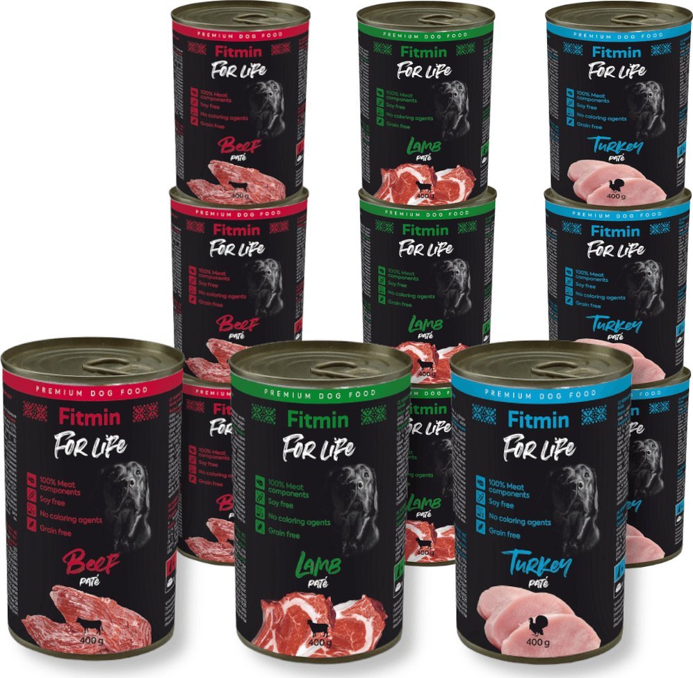 Fitmin  FITMIN For Life mix 3 smaków 12x400g 1