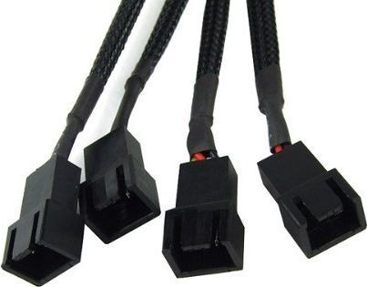 Phobya 3-pin - 3-pin x4, 0.6m, Czarny (81038) 1