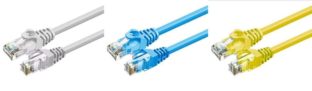 ZOY ZOY 3 Kable Sieciowe Ethernet 0,5m Cat. 6a UTP CCA Szary + Niebieski + Żółty 1