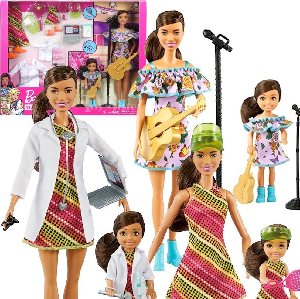 Lalka Barbie Barbie BARBIE KARIERA LALKA BARBIE I CHELSEA - LEKARZ, GWIAZDA TENISA I MUZYK GNC63 1