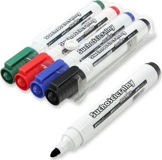 Marker suchościeralny do tablic zestaw 4 kolorów 1