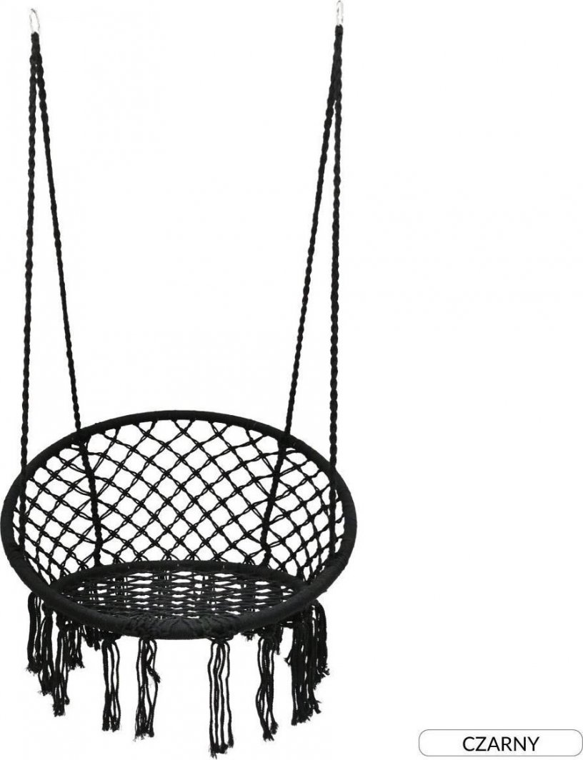 kontrast Bocianie gniazdo huśtawka fotel wiszący BOHO 80 cm 120 kg czarny 1