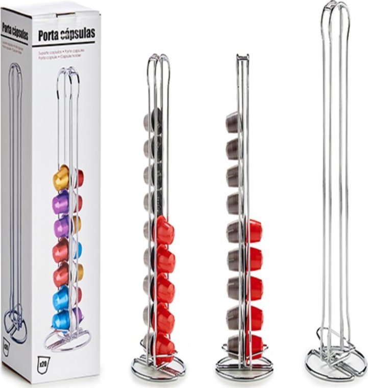 Bigbuy Home Stojak na 20 kapsułek kawy Stal nierdzewna Srebrzysty 1