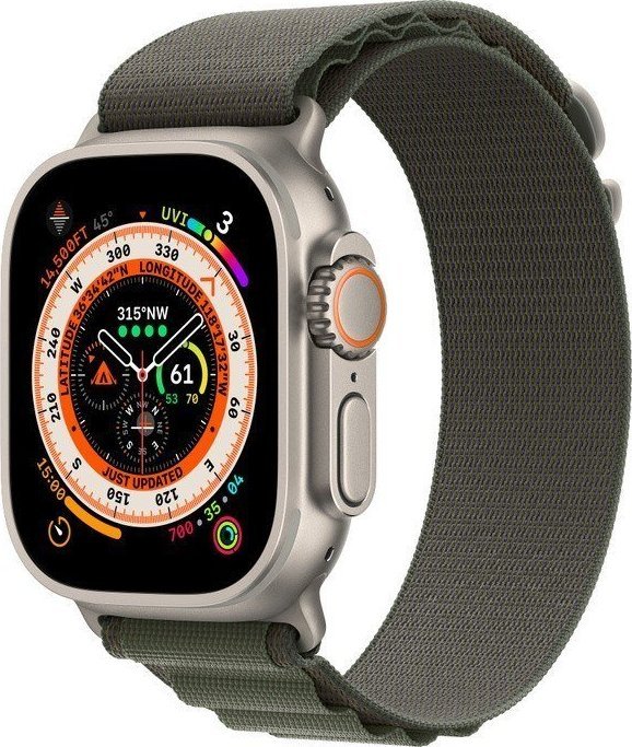 Smartwatch Apple Watch Ultra GPS + Cellular, 49 mm Koperta tytanowa z opaską Alpine w kolorze zielonym - S 1