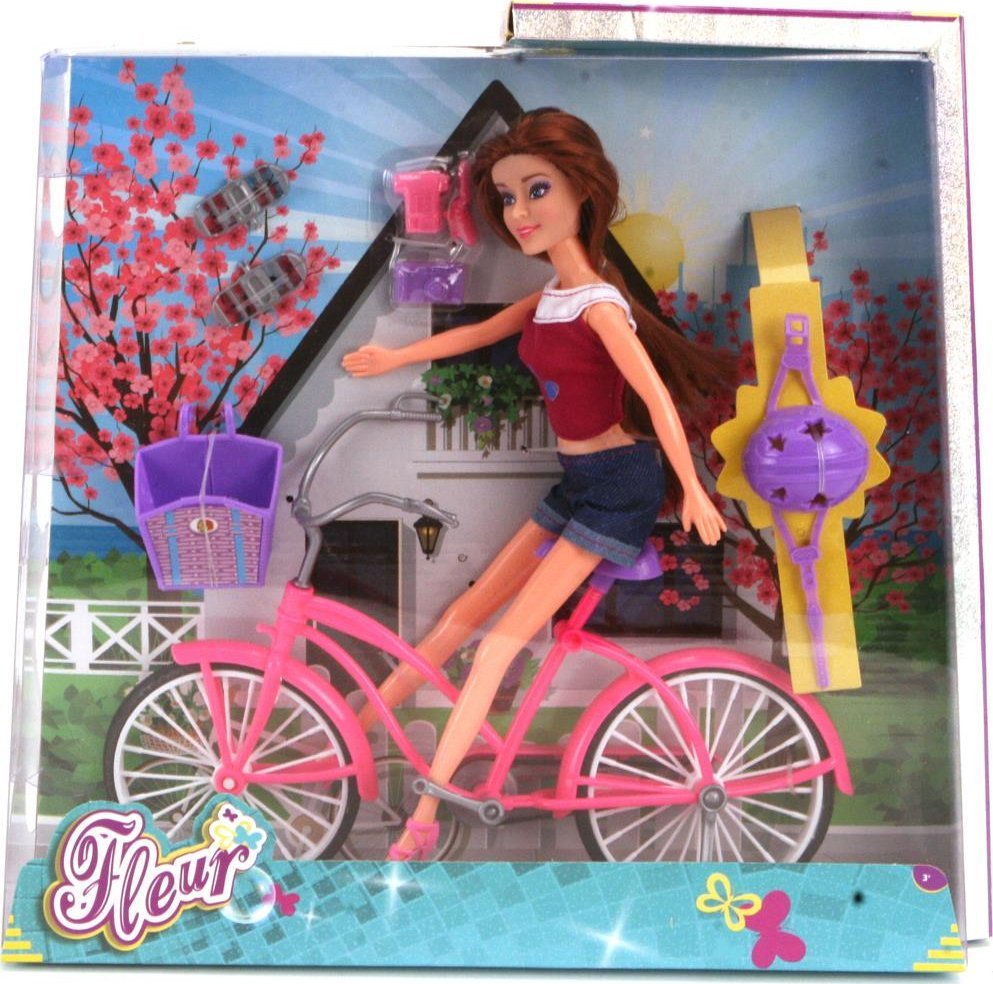 Fleur FLEUR KWIECISTA LALKA FLEUR BRUNETKA NA ROWERZE 6623 1