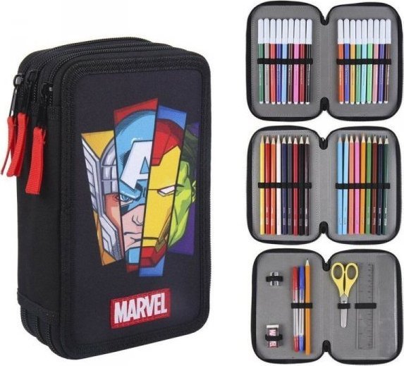 Piórnik Avengers Etui szkolne z akcesoriami The Avengers 43 Części Czarny (12,5 x 6,5 x 19,5 cm) 1