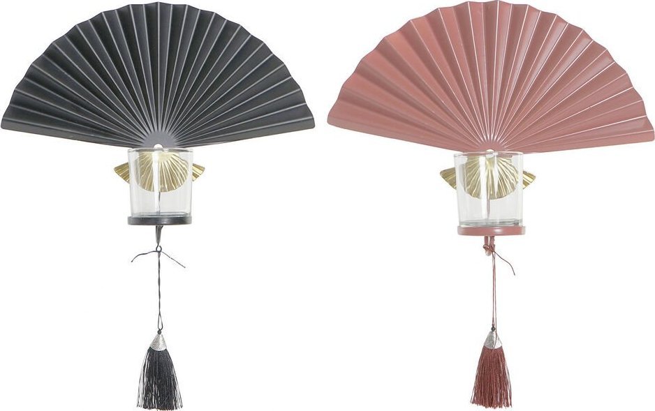 DKD Home Decor Świeczniki DKD Home Decor 8424001833344 Wentylator Szkło Złoty Terakota Żelazo (35 x 9 x 35 cm) (35 cm) (2 pcs) 1