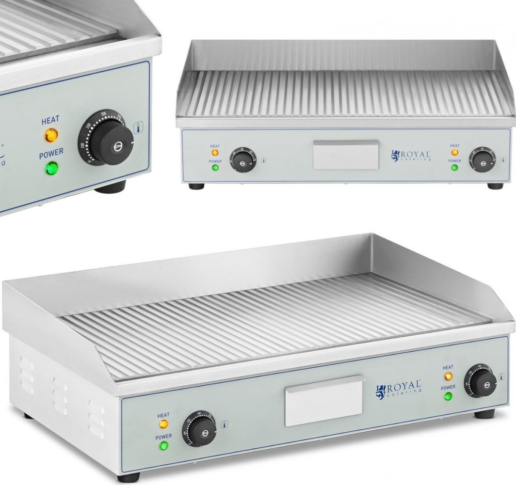 Royal Catering Grill elektryczny płyta grillowa ryflowana podwójna 400 x 730 mm 2 x 2000 W Grill elektryczny płyta grillowa ryflowana podwójna 400 x 730 mm 2 x 2000 W 1