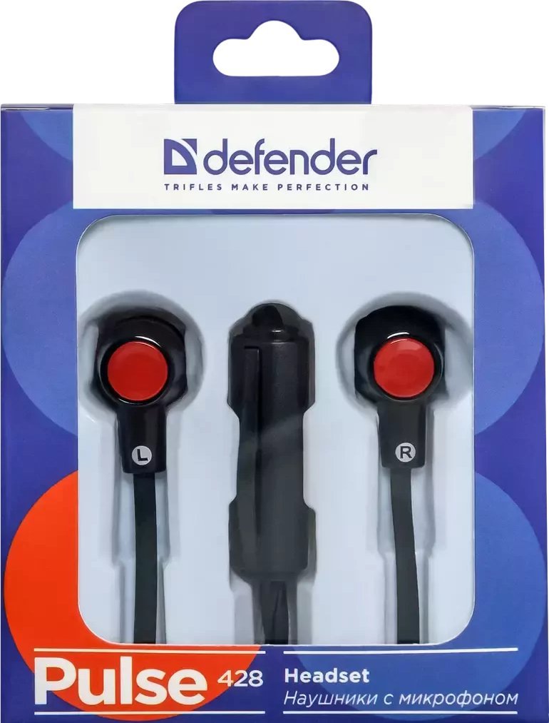 Słuchawki SŁUCHAWKI DEFENDER DOUSZNE Z MIKROFONEM PULSE 428 CZARNE 1