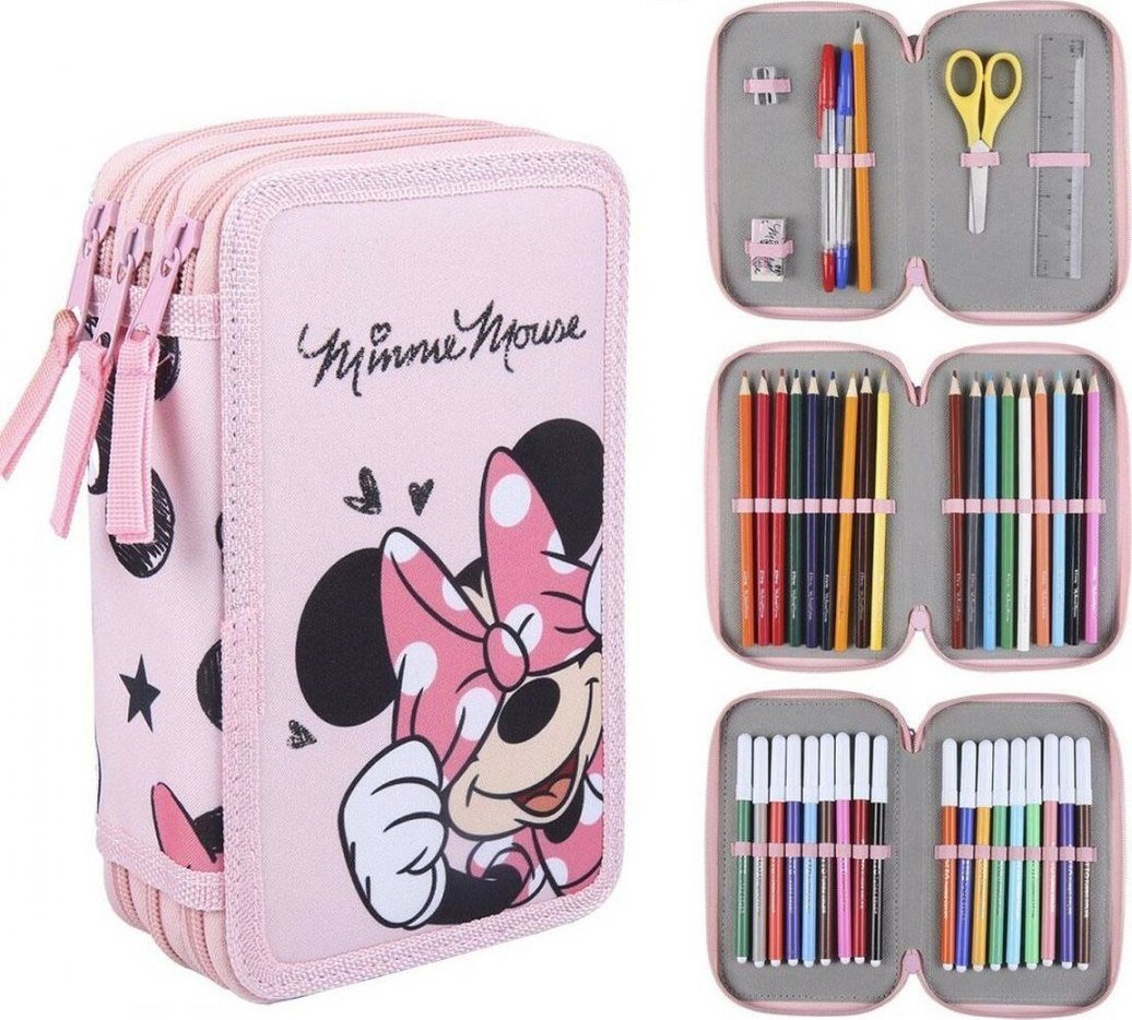 Piórnik Minnie Mouse Etui szkolne z akcesoriami Minnie Mouse 43 Części Różowy (12,5 x 6,5 x 19,5 cm) 1