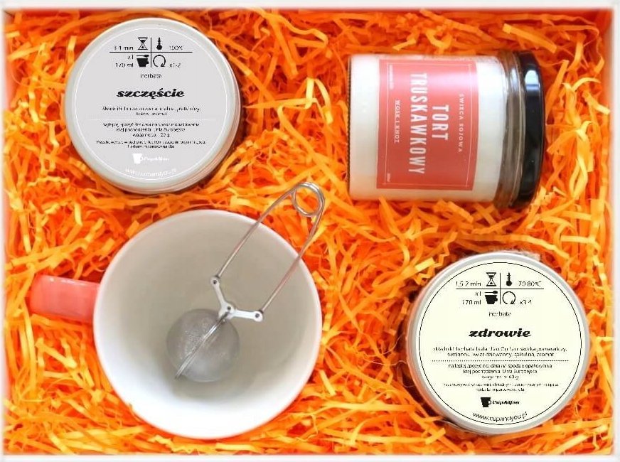 Cup&You BOX na URODZINY herbaty + świeca sojowa akcesoria 1