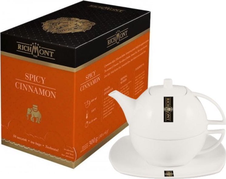 Richmont Herbata Richmont Spicy Cinnamon 50x6g i komplet porcelanowy Duo 1