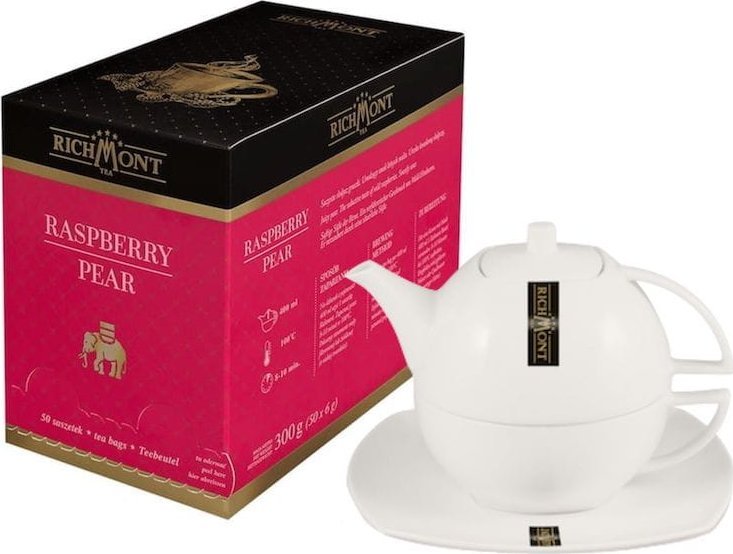 Richmont Herbata Richmont Raspberry Pear 50x6g i porcelanowy dzbanek Richmont Duo 1