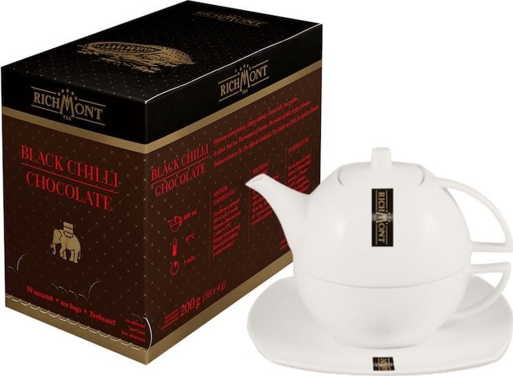Richmont Herbata Richmont Black Chilli Chocolate 50x4g w zestawie z dzbankiem Duo 1