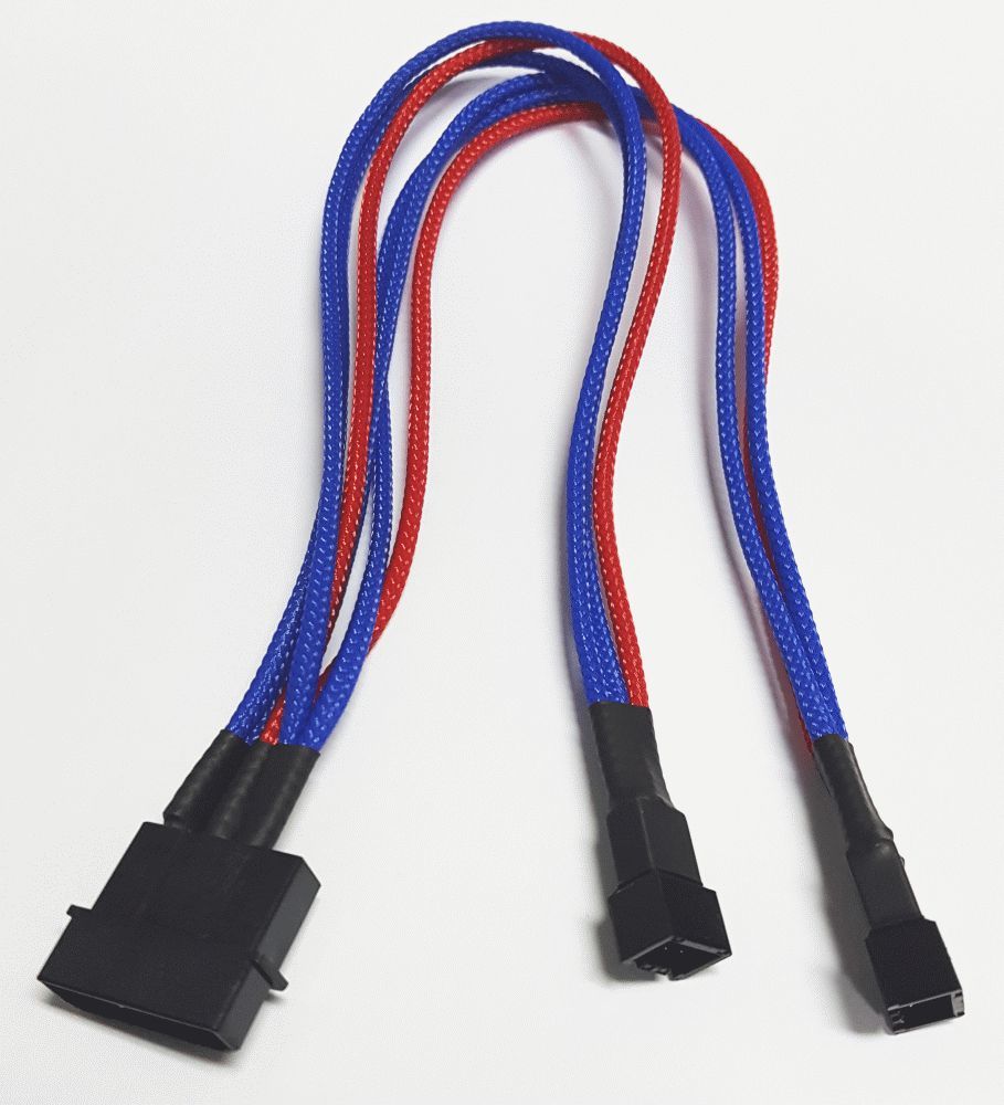 Nanoxia Molex - 3-pin x2, 0.3m, Niebiesko-czerwony (NX42A30BR) 1