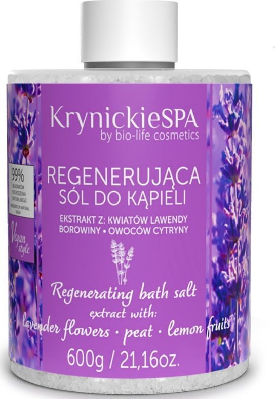 Krynickie Spa Krynickie Spa Regnerująca sól do kąpieli lawenda 600g 1