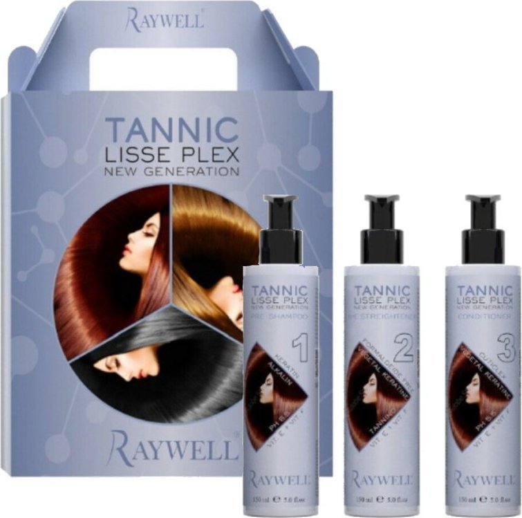 Raywell Raywell Tannic Lisse Plex Zestaw do keratynowego prostowania włosów, 3x150ml 1