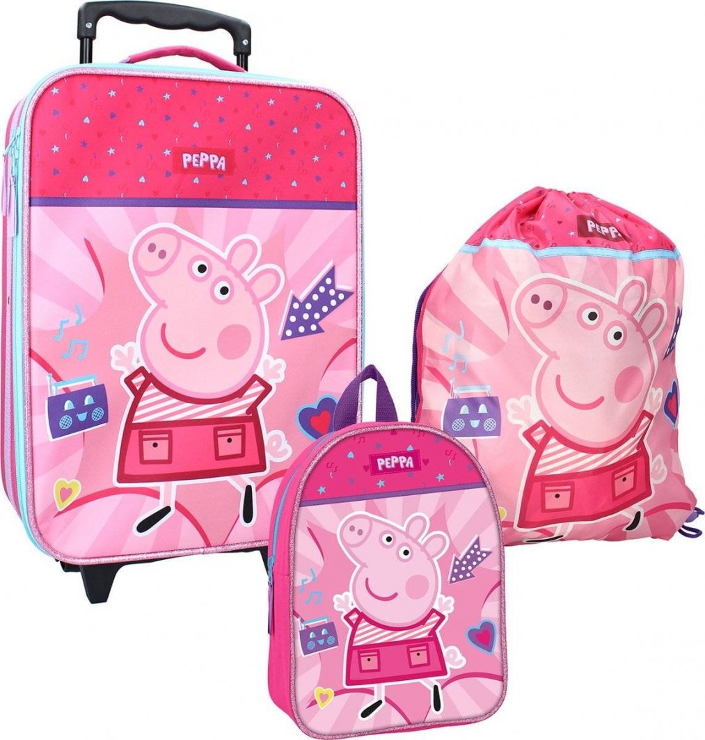 Vadobag PEPPA PIG WALIZKA KÓŁKCH PLECAK WOREK DZIECI BAGAŻ 1