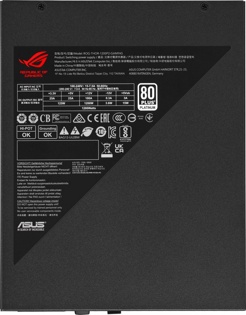 Asus ROG Thor Platinum II 1200W (90YE00L0-B0NA00) - Zasilacz