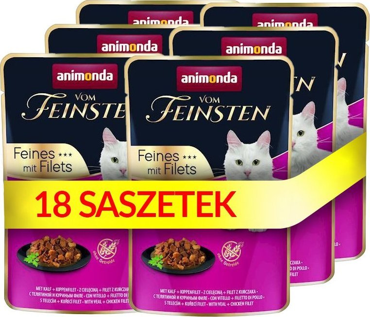 Animonda ANIMONDA Cat Vom Feinsten Adult Cielęcina + filet z kurczaka saszetka 18x85g 1