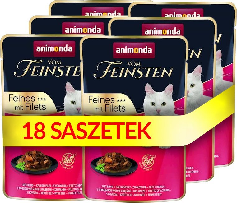 Animonda ANIMONDA Cat Vom Feinsten Adult Wołowina + filet z indyka saszetka 18x85g 1
