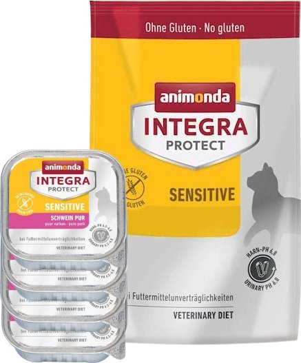 Animonda Animonda Integra Protect Sensitive Suche dla kota 1,2kg + Animonda Integra Protect Sensitive Wieprzowina 4x100g 1
