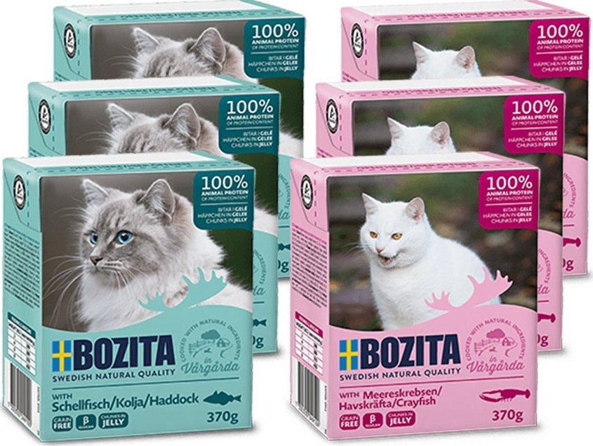 Bozita BOZITA Cat Dorsz W Galaretce 3x370 + Rak W Galaretce 3x370g 1