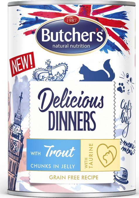 Butchers BUTCHER'S Delicious Dinners z pstrągiem kawałki w galaretce 24x400g (kot) 1