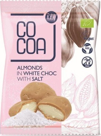 Cocoa MIGDAŁY W BIAŁEJ POLEWIE Z SOLĄ BIO 70 g - COCOA 1